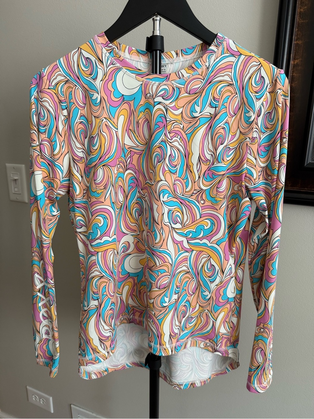 Roxy Woman’s Long Sleeve Rash Guard Swirl Print Top